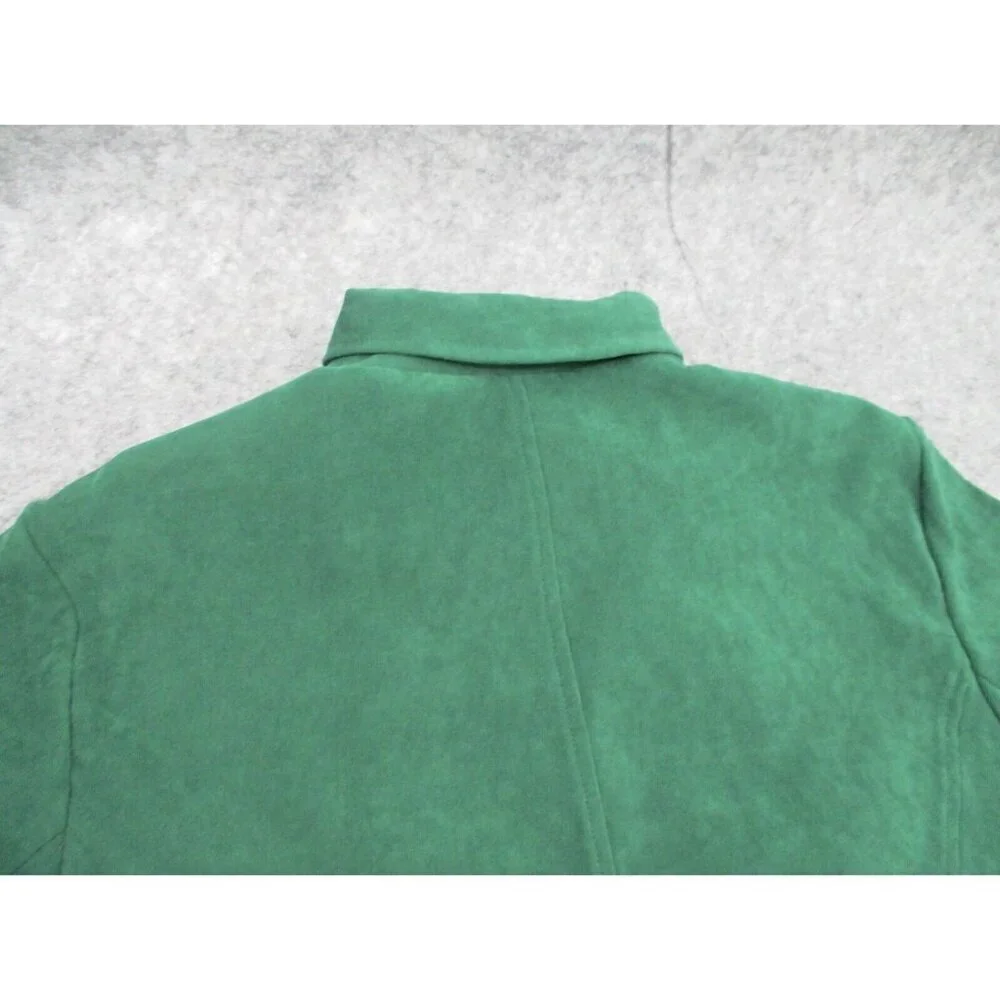 JM Collection Womens Blazer 18W Green Zip Up Long Sleeves Preppy Zip Pockets